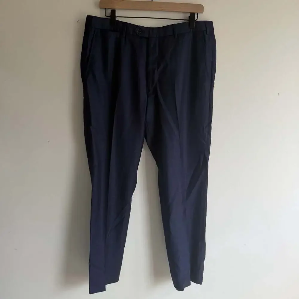 Giorgio Armani Soft Suit US 42 2PC Navy Windowpane Italy Designer Pants 36x30